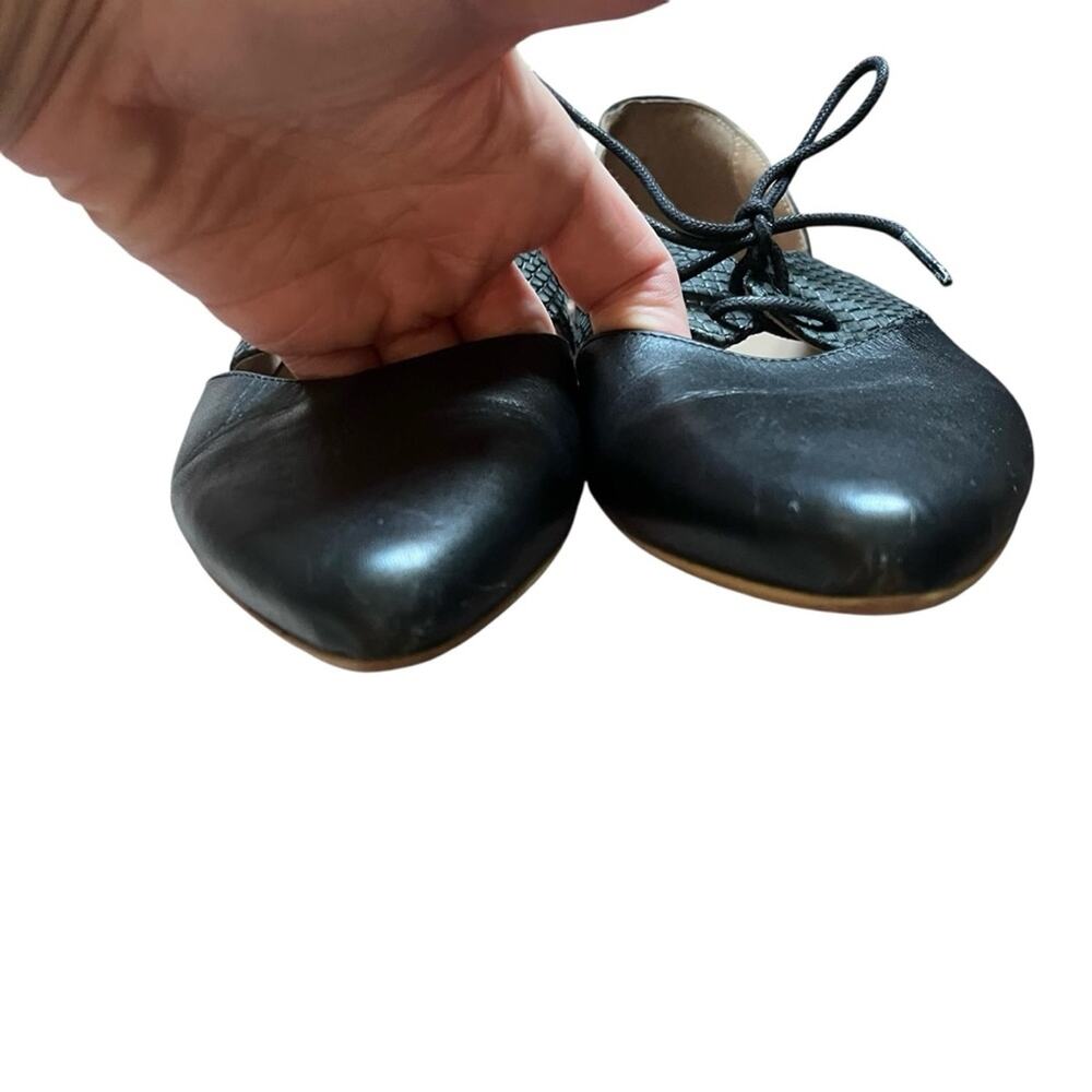 KMB | Anthropologie Lalia Cut Out Leather Oxford Flats Ballet Quiet Luxury Black - Picture 5 of 11